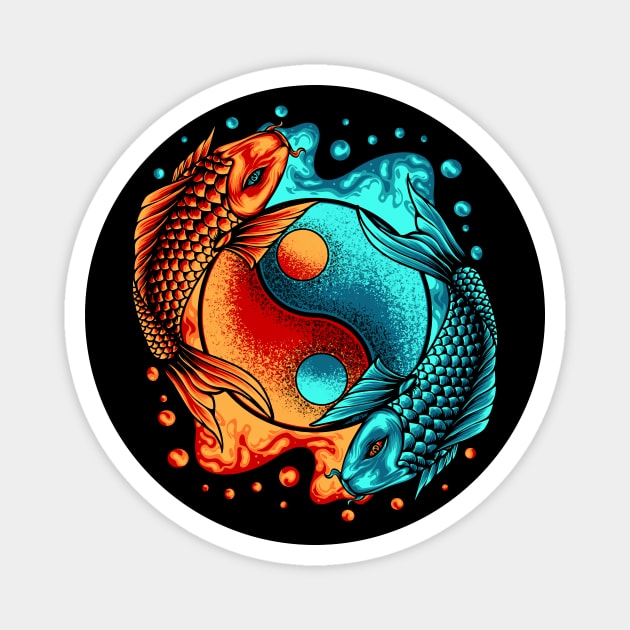 Koi Fish Yin Yang Magnet by SLAG_Creative